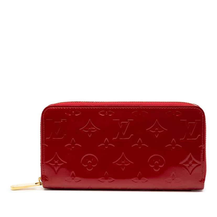 Louis Vuitton Monogram Vernis Zippy Long Wallet Red Leather Good condition - Front View