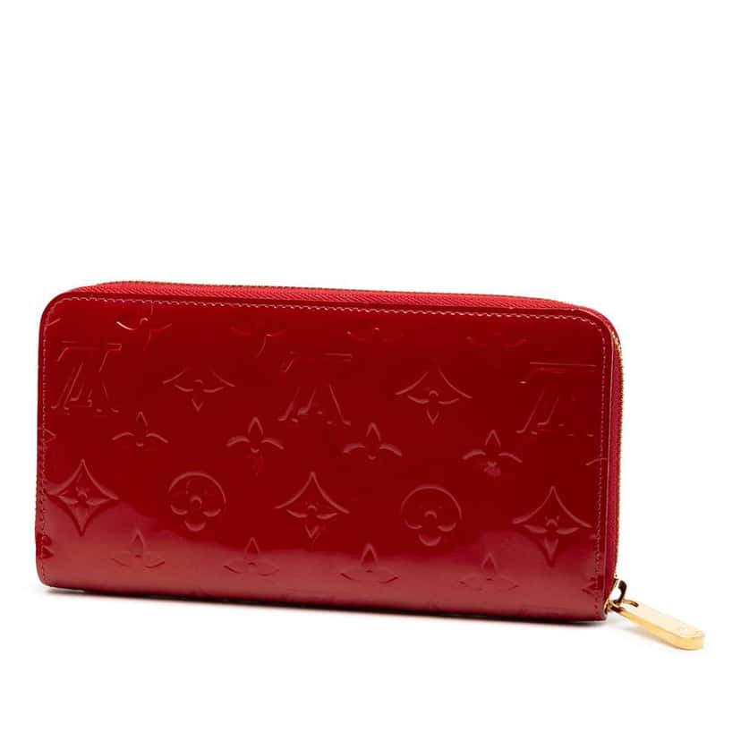 Louis Vuitton Monogram Vernis Zippy Long Wallet Red Leather Good condition - Back View