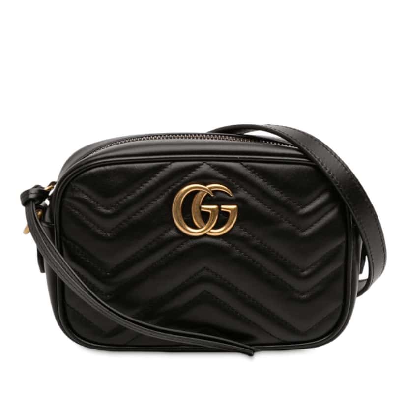 Gucci Mini GG Marmont Matelasse Leather Crossbody Black Leather Good condition - Front View