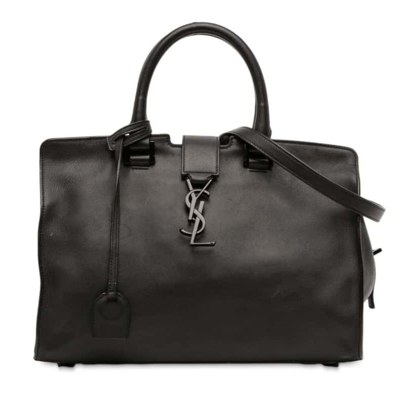 Saint Laurent Small Leather Monogram Cabas Satchel Black Leather Good condition - Front View