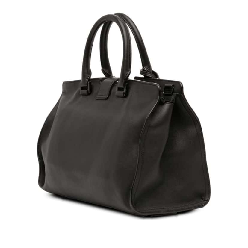 Saint Laurent Small Leather Monogram Cabas Satchel Black Leather Good condition - Back View