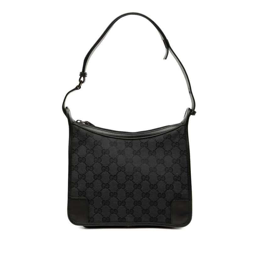 Gucci GG Canvas Shoulder Bag Black Canvas Good condition - Front View