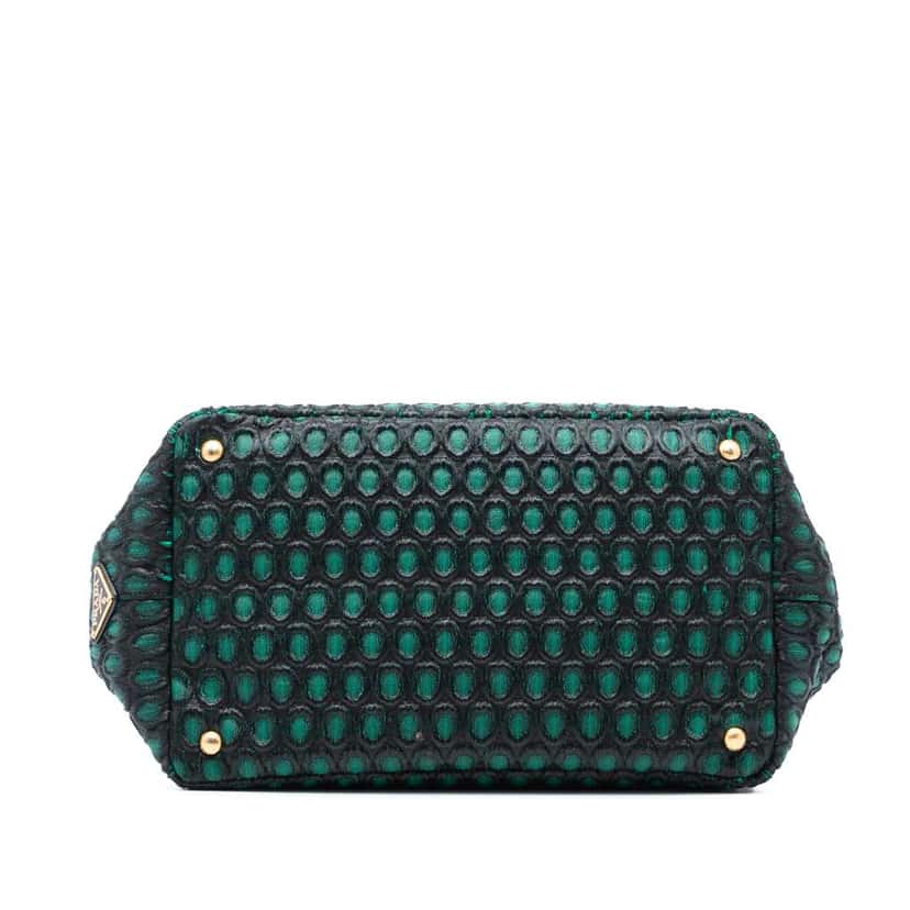 Prada Broccato Canapa Satchel Green Polyester Very good condition - Inside View