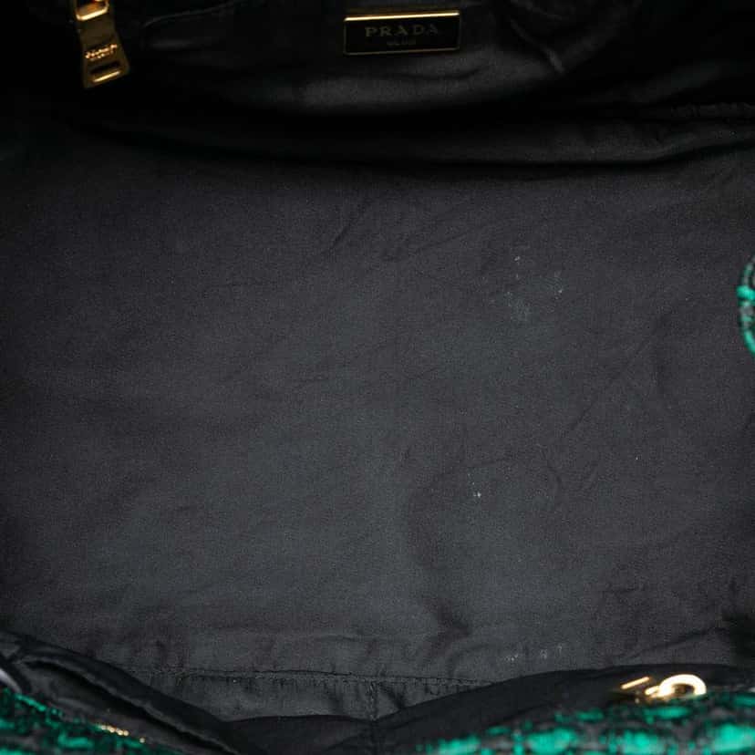 Prada Broccato Canapa Satchel Green Polyester Very good condition - Model View