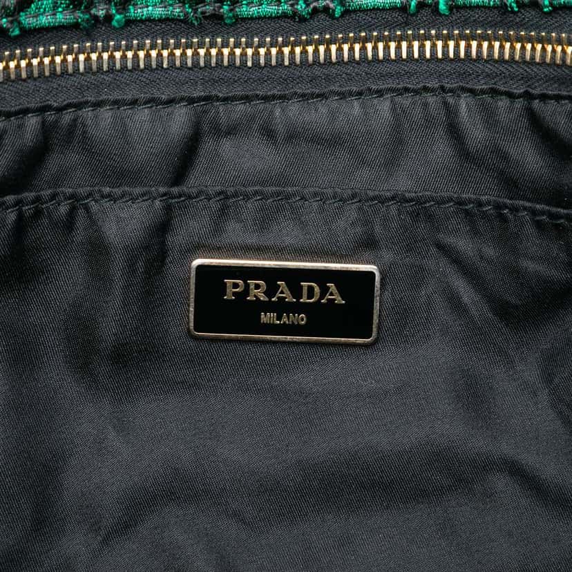 Prada Broccato Canapa Satchel Green Polyester Very good condition - Box View