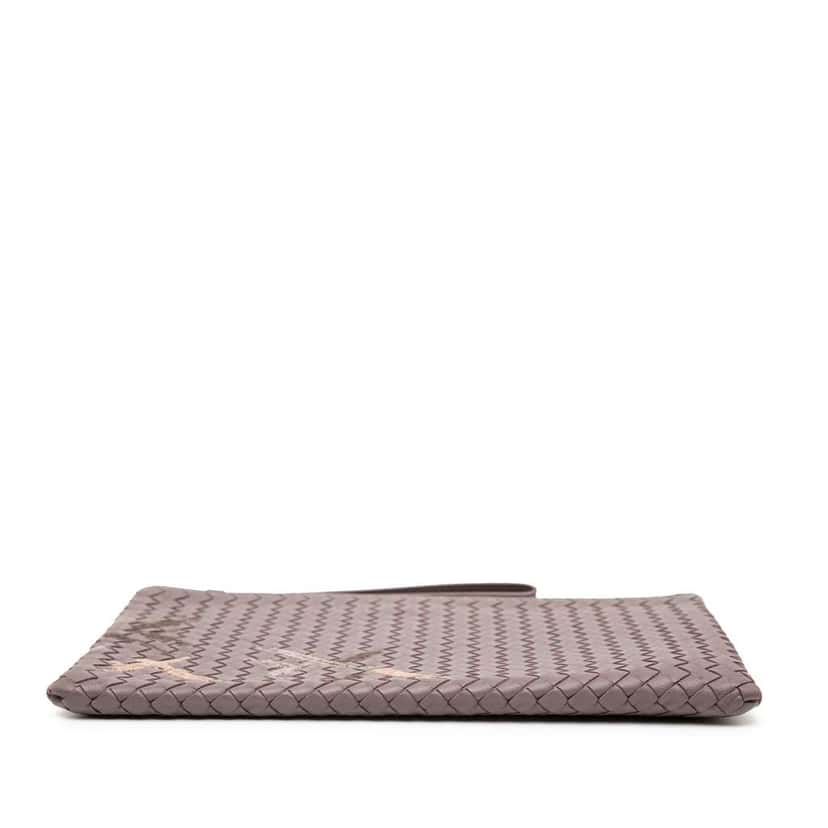 Bottega Veneta Nappa Intrecciato Stitched Clutch Brown Leather Good condition - Inside View