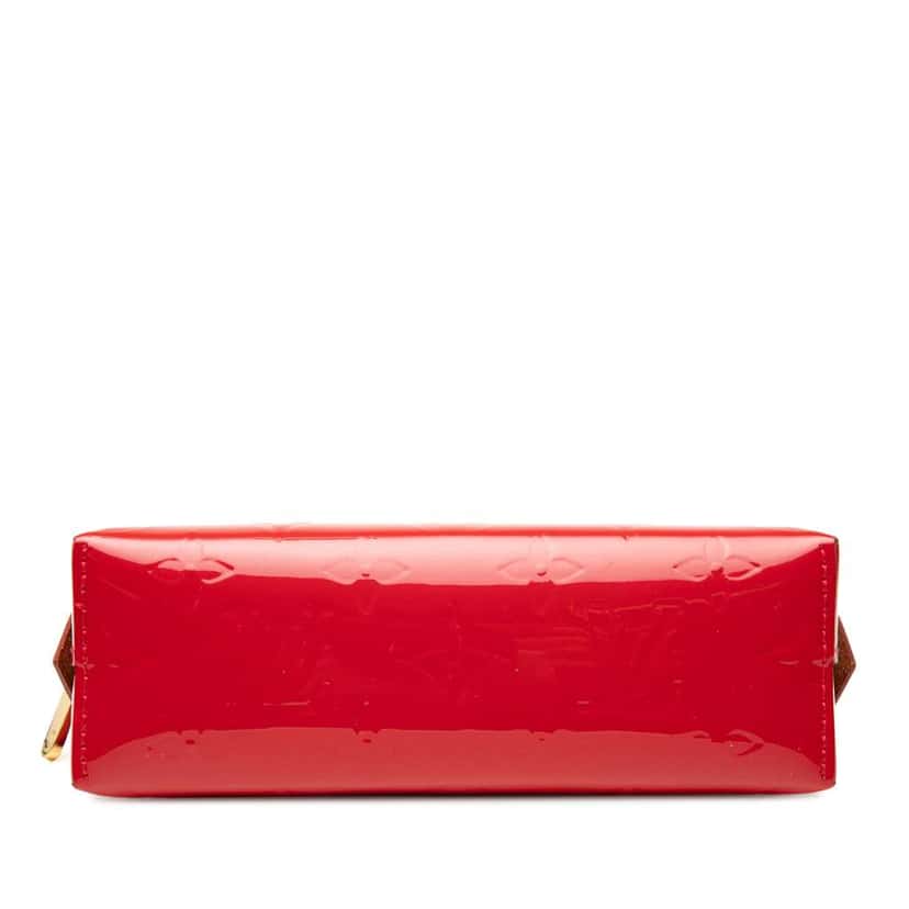 Louis Vuitton Monogram Vernis Cosmetic Pouch Red Leather Good condition - Inside View