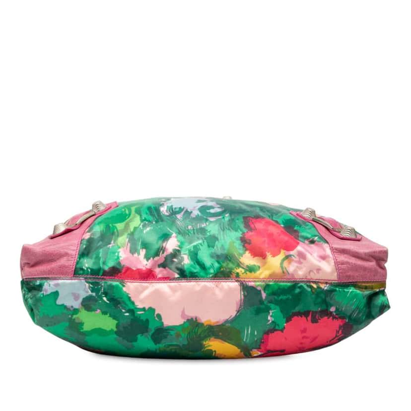 Balenciaga Lambskin and Satin Floral Print Motocross Giant 21 Brief Satchel Pink Satin Very good condition - Inside View