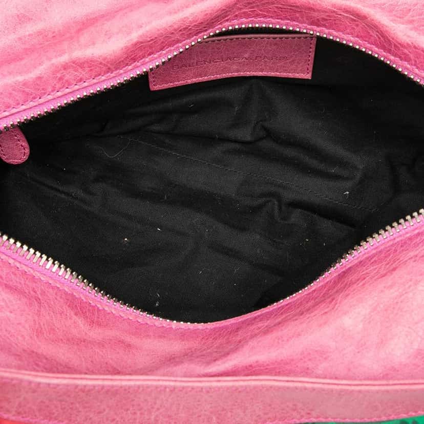 Balenciaga Lambskin and Satin Floral Print Motocross Giant 21 Brief Satchel Pink Satin Very good condition - Model View