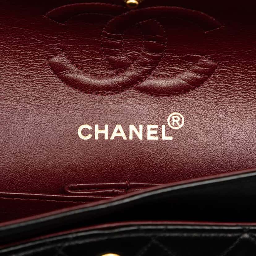 Chanel Small Classic Lambskin Double Flap Black Leather Good condition - Box View