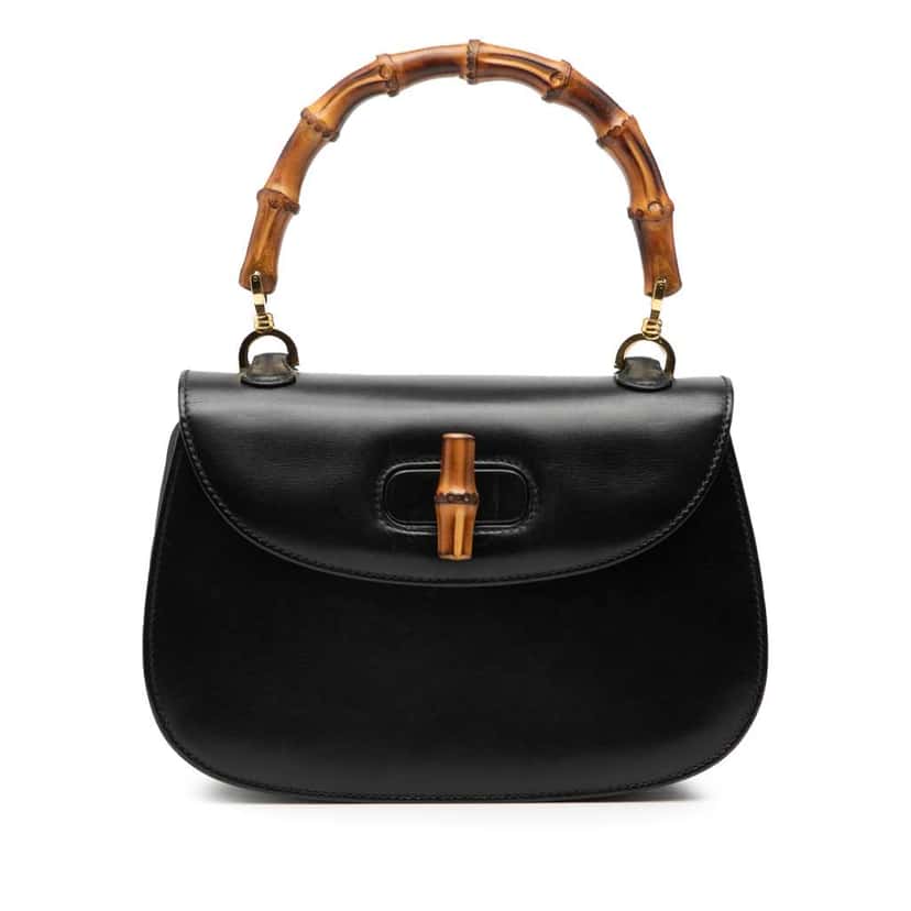 Gucci Calfskin Bamboo Night Black Leather Good condition - Front View