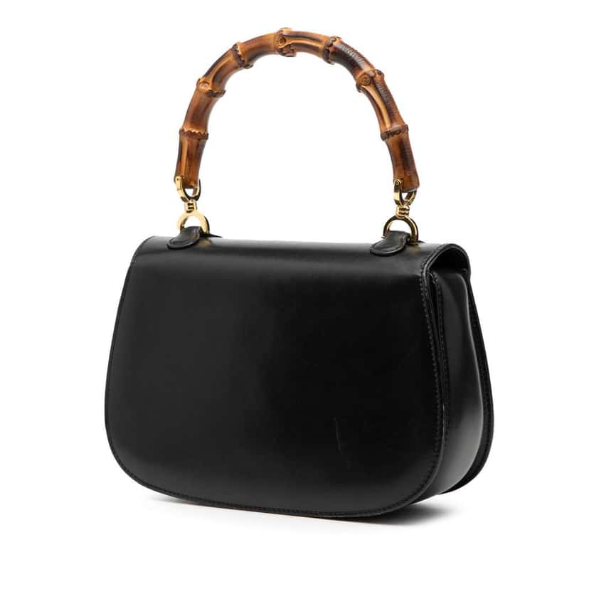 Gucci Calfskin Bamboo Night Black Leather Good condition - Back View