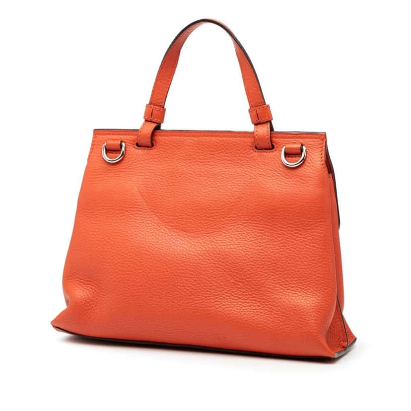 Gucci Small Leather Bamboo Daily Satchel Orange Leather Very good condition - Back View