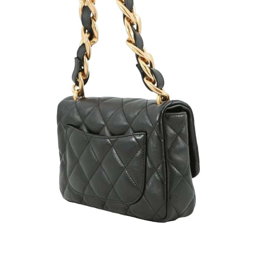 Chanel Small Quilted Lambskin Funky Town Flap Black Leather Good condition - Back View