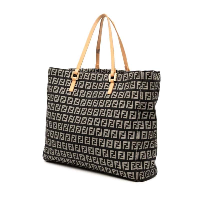 Fendi Small Zucchino Canvas Tote Black Canvas Good condition - Back View