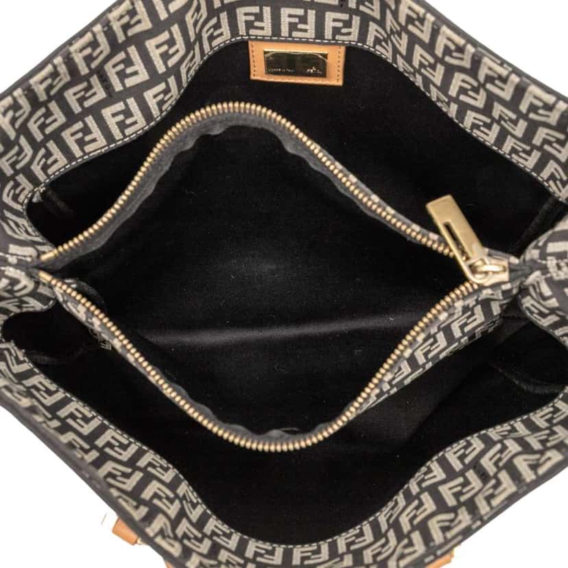 Fendi Small Zucchino Canvas Tote Black Canvas Good condition - Model View