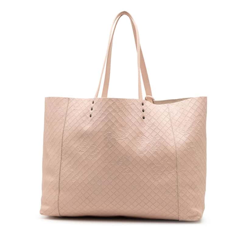 Bottega Veneta Leather Intrecciomirage Butterfly Tote Pink Leather Good condition - Back View