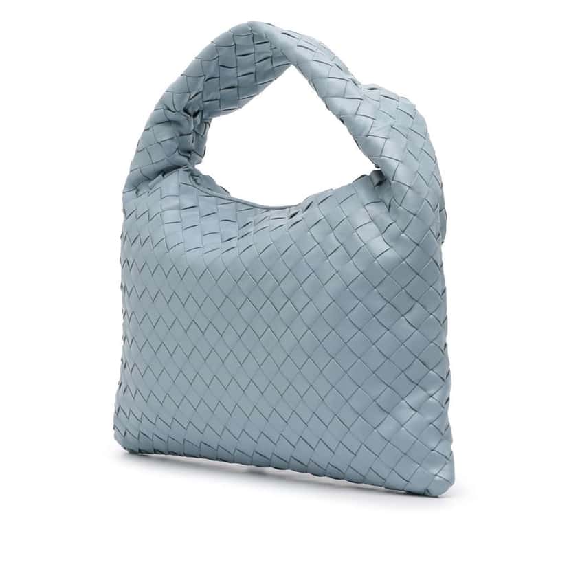 Bottega Veneta Small Calfskin Intrecciato Hop Hobo Blue Leather Good condition - Back View