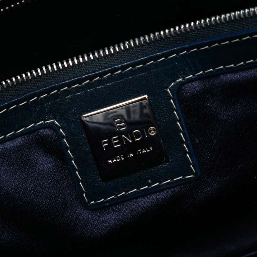 Fendi Zucchino Canvas Double Flap Shoulder Bag Grey Canvas Good condition - Box View