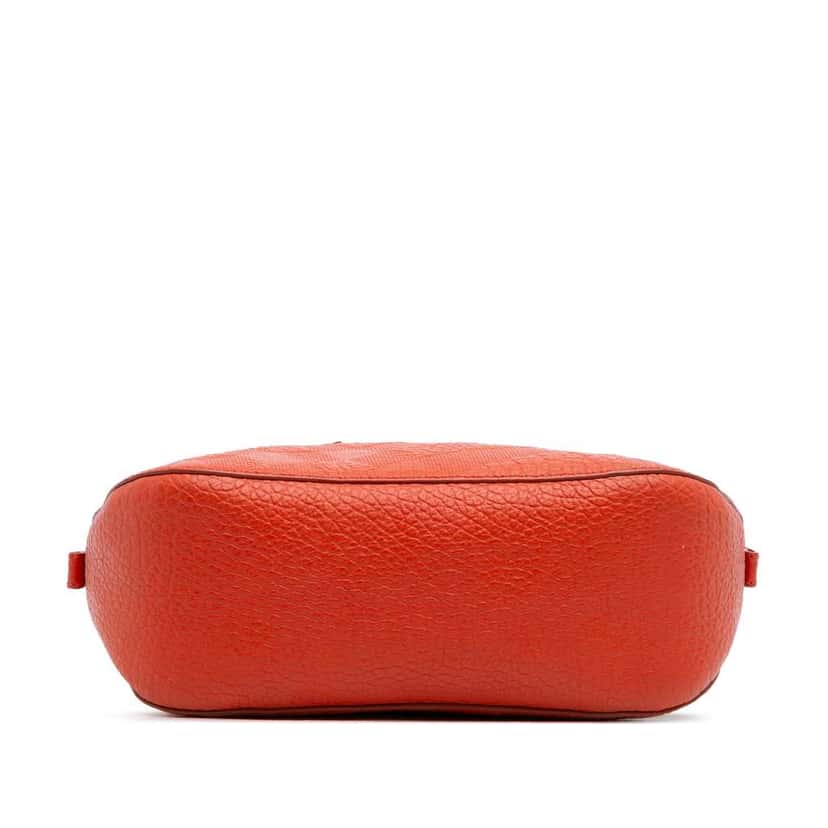 Burberry Small Heritage Grain Check Embossed Leather Orchard Bowling Bag Orange Leather Good condition - Inside View