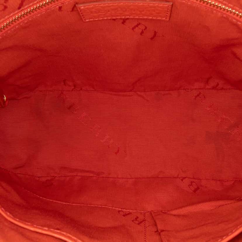 Burberry Small Heritage Grain Check Embossed Leather Orchard Bowling Bag Orange Leather Good condition - Model View