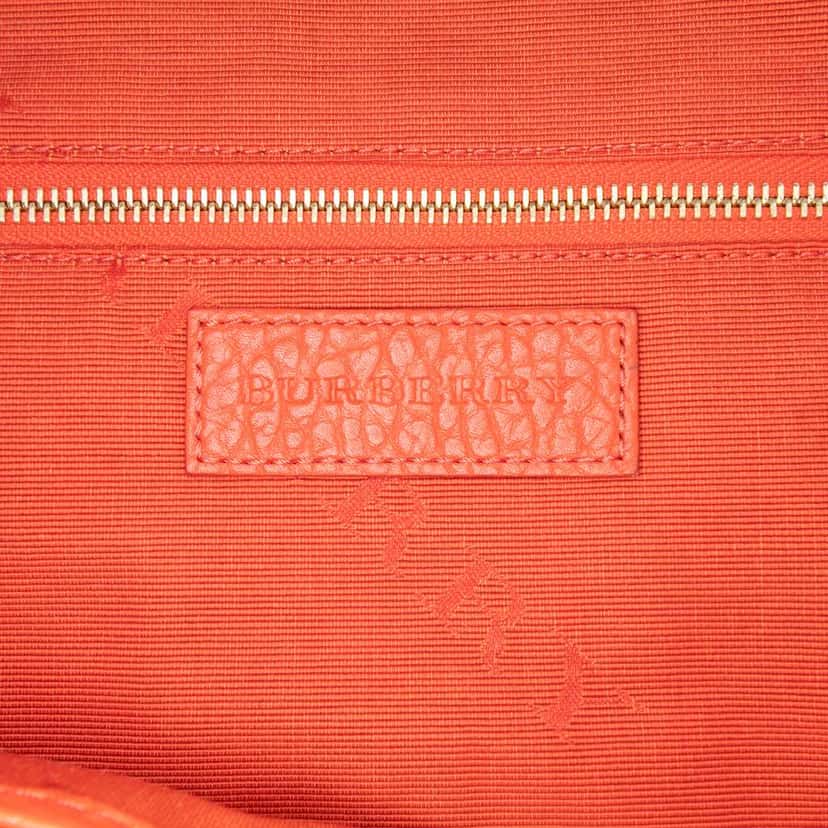 Burberry Small Heritage Grain Check Embossed Leather Orchard Bowling Bag Orange Leather Good condition - Box View
