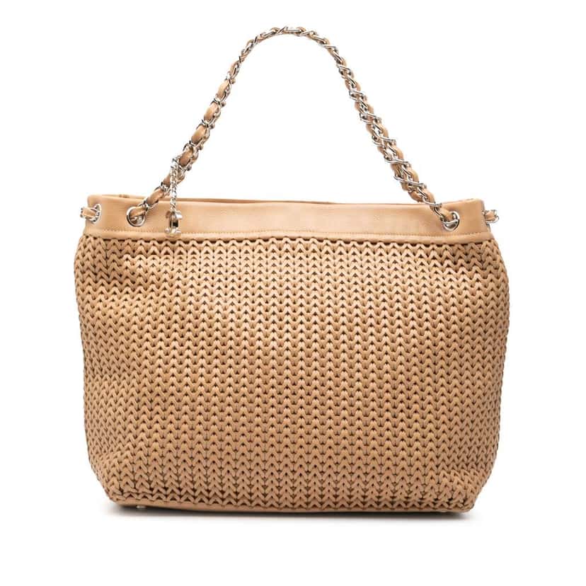 Chanel Woven Caviar CC Charm Tote Brown Leather Good condition - Front View