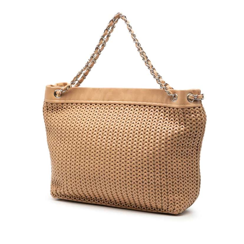 Chanel Woven Caviar CC Charm Tote Brown Leather Good condition - Back View