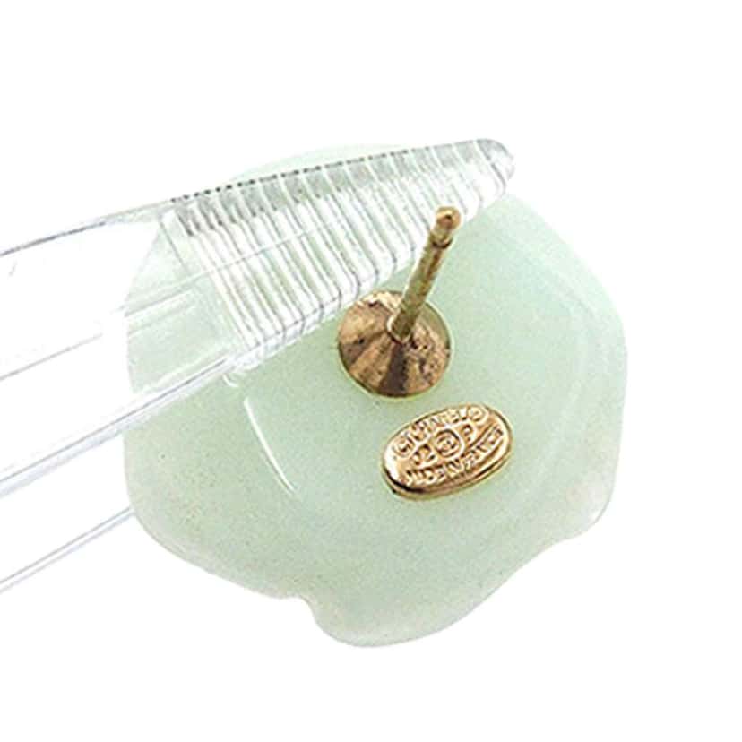 Chanel CC Resin Gold Plated Camellia Push Back Earrings Green Good condition - Box View