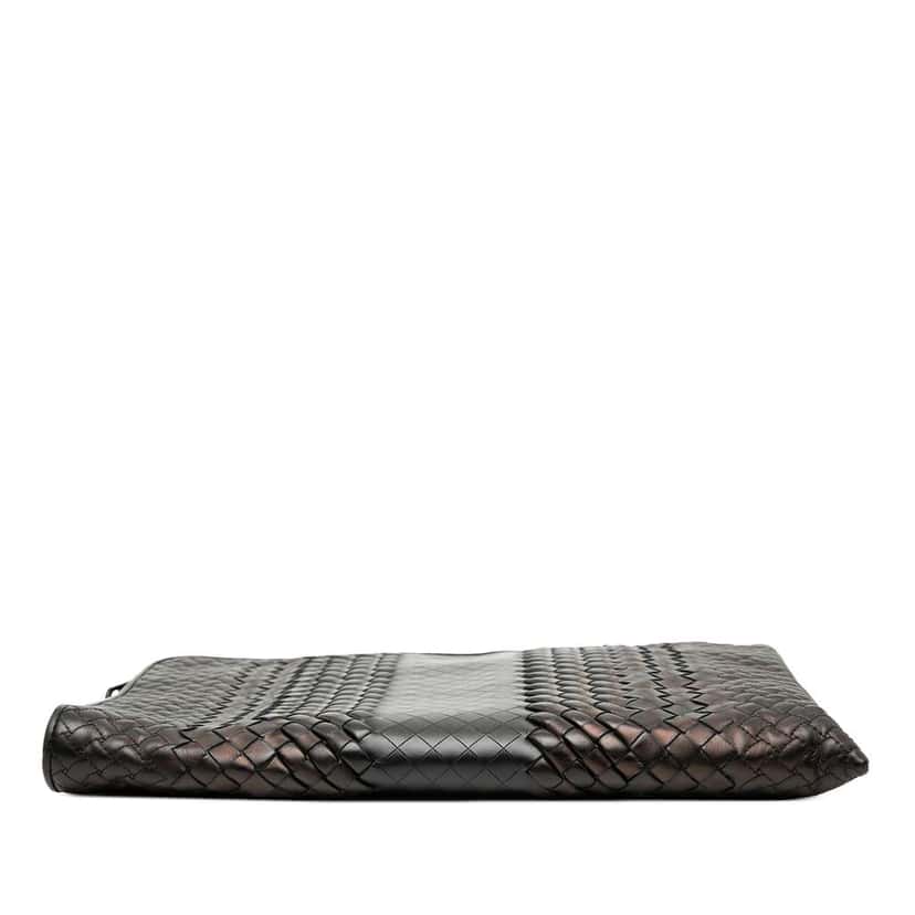 Bottega Veneta Nappa Intreccio Imperatore Zip Clutch Brown Leather Good condition - Inside View