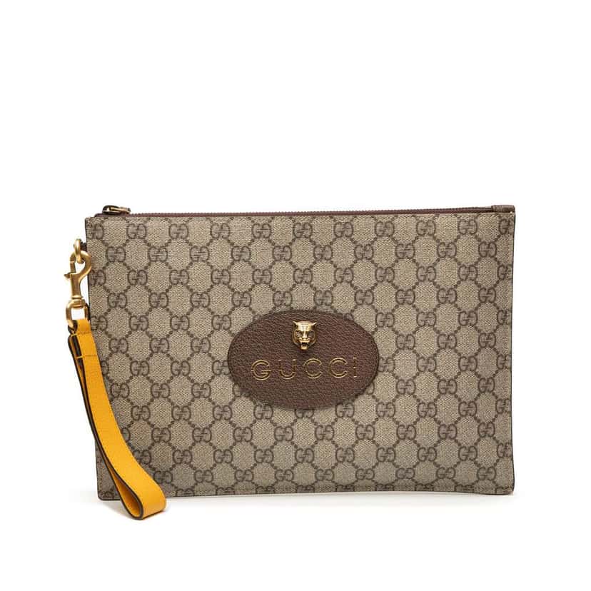 Gucci GG Supreme Neo Vintage Clutch Brown Canvas Good condition - Front View
