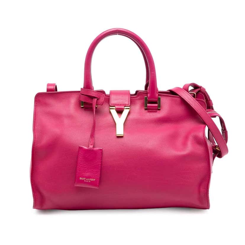 Saint Laurent Small Calfskin Cabas Chyc Satchel Pink Leather Very good condition - Front View