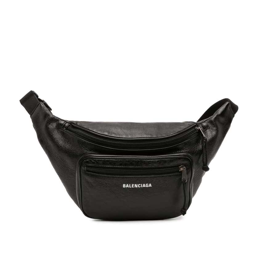 Balenciaga Leather Explorer Belt Bag Black Leather Good condition - Front View
