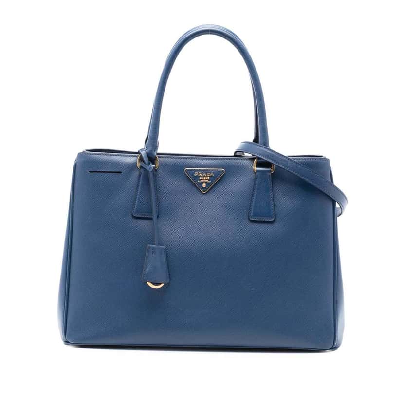 Prada Medium Saffiano Lux Galleria Satchel Blue Leather Very good condition - Front View