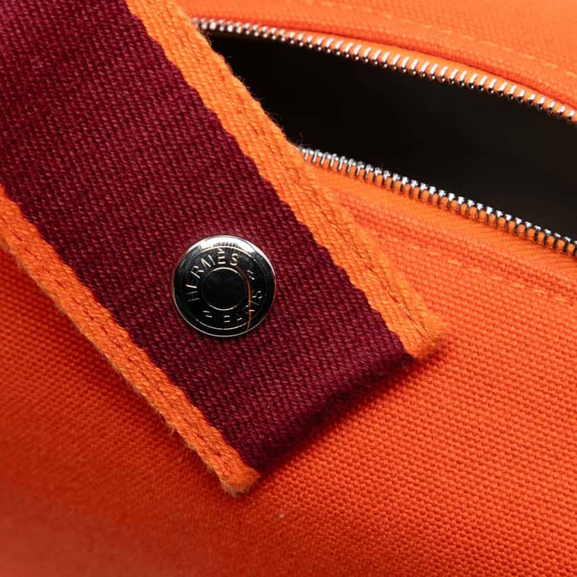 Hermès Small Toile Bride A Brac Case Orange Canvas Very good condition - Box View