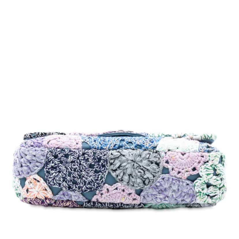 Chanel Small Crochet Cotton Paris-Seoul Crochet Work Flap Blue Cotton Good condition - Inside View