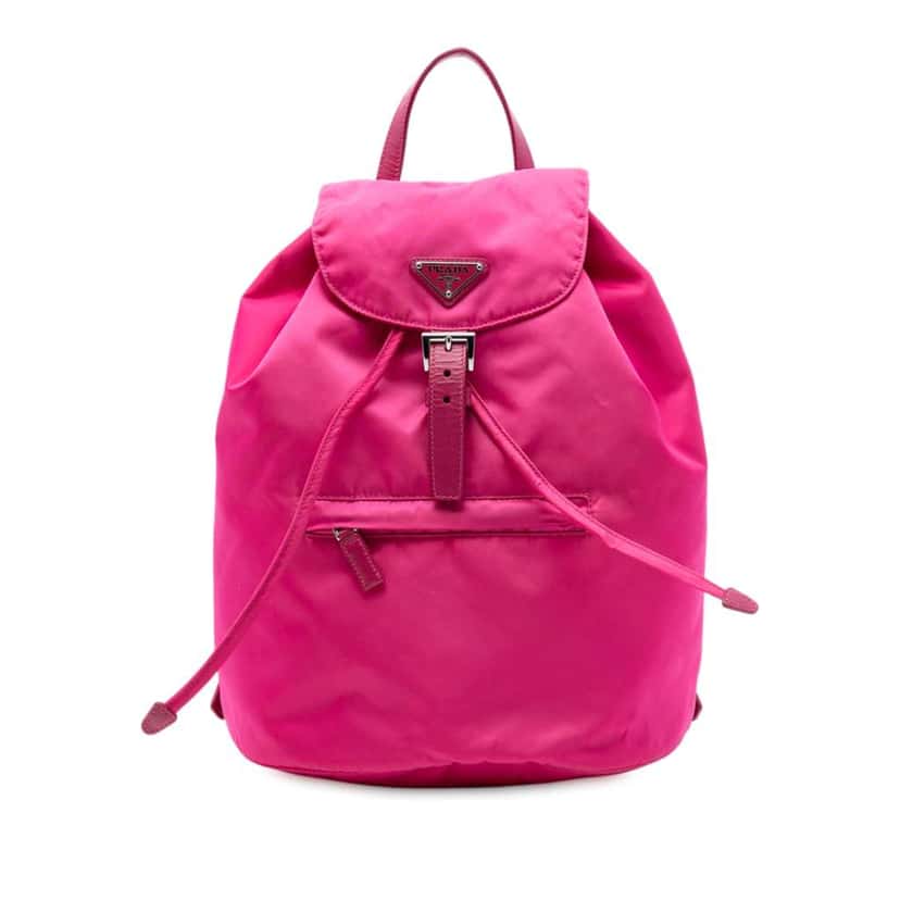 Prada Tessuto Drawstring Backpack Pink Good condition - Front View