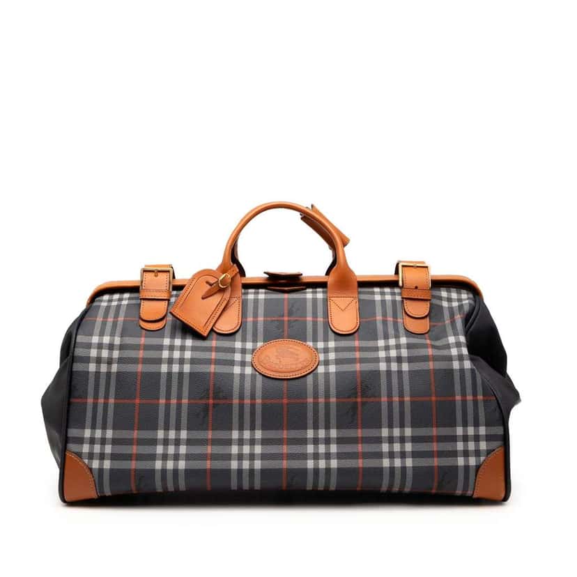 Burberry Haymarket Check Coated Canvas Travel Bag Blue Canvas Good condition - Front View