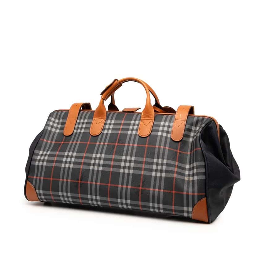 Burberry Haymarket Check Coated Canvas Travel Bag Blue Canvas Good condition - Back View