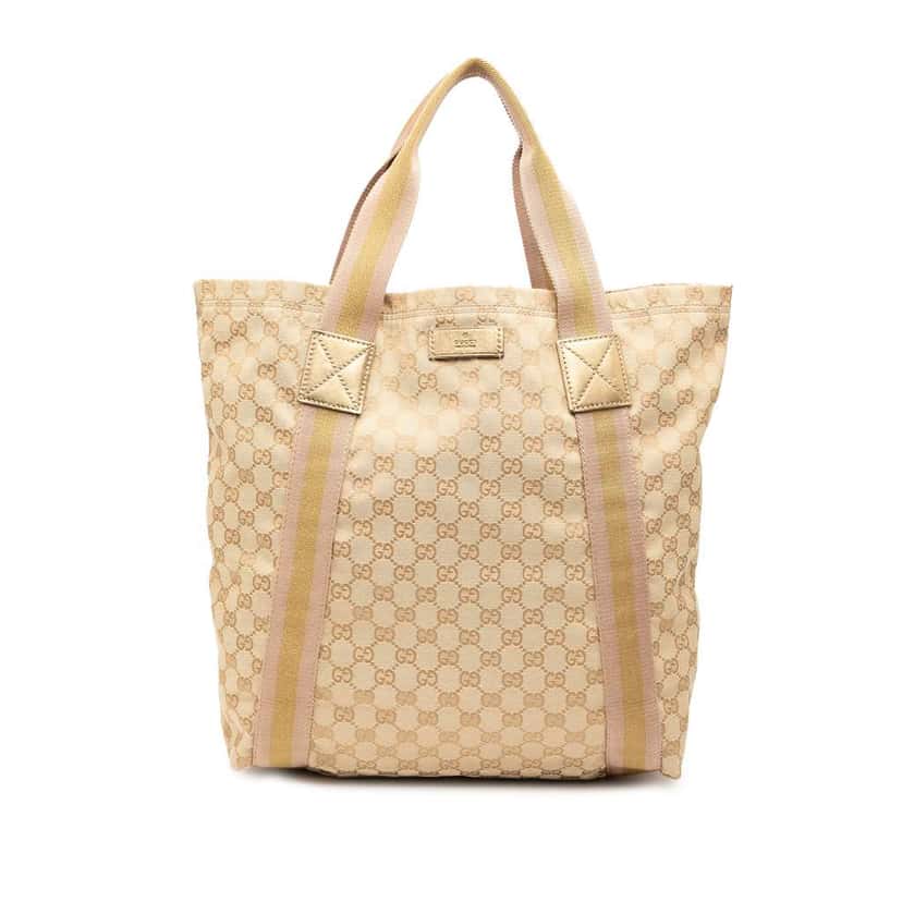 Gucci GG Canvas Web Tote Brown Canvas Good condition - Front View