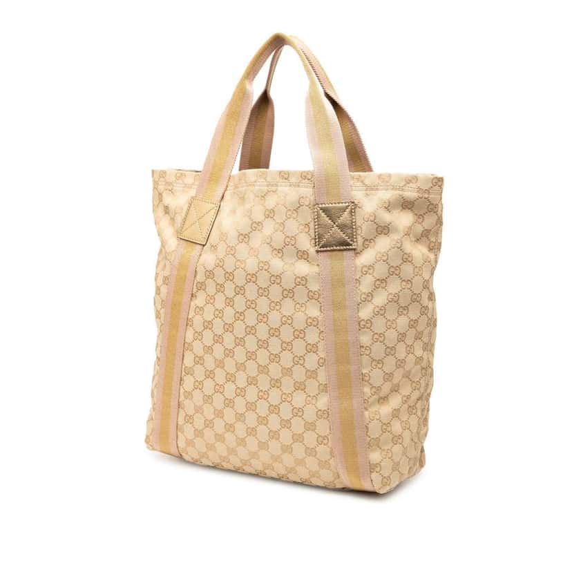 Gucci GG Canvas Web Tote Brown Canvas Good condition - Back View