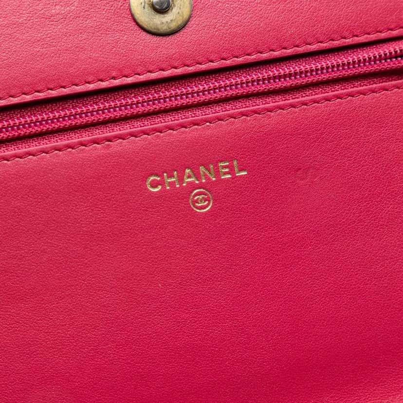 Chanel Tweed Written in Chain Logo Wallet on Chain Blue Tweed Very good condition - Box View