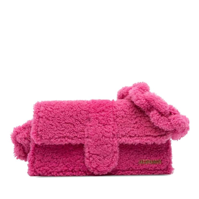 Jacquemus Shearling Le Bambidou Shoulder Bag Pink Good condition - Front View