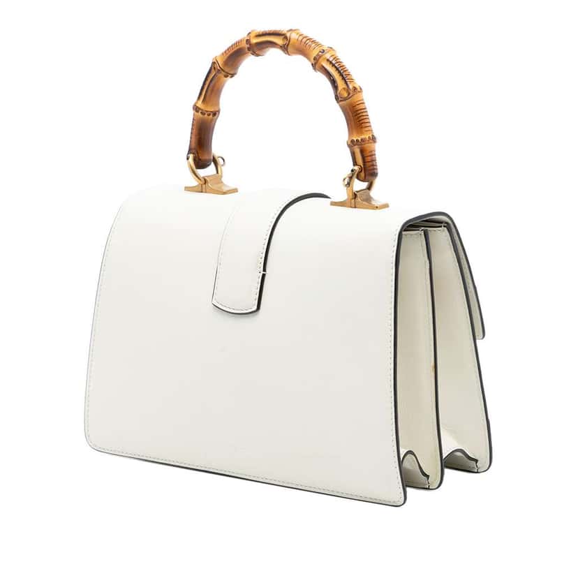 Gucci Medium Leather Bamboo Dionysus Web Satchel White Leather Good condition - Back View