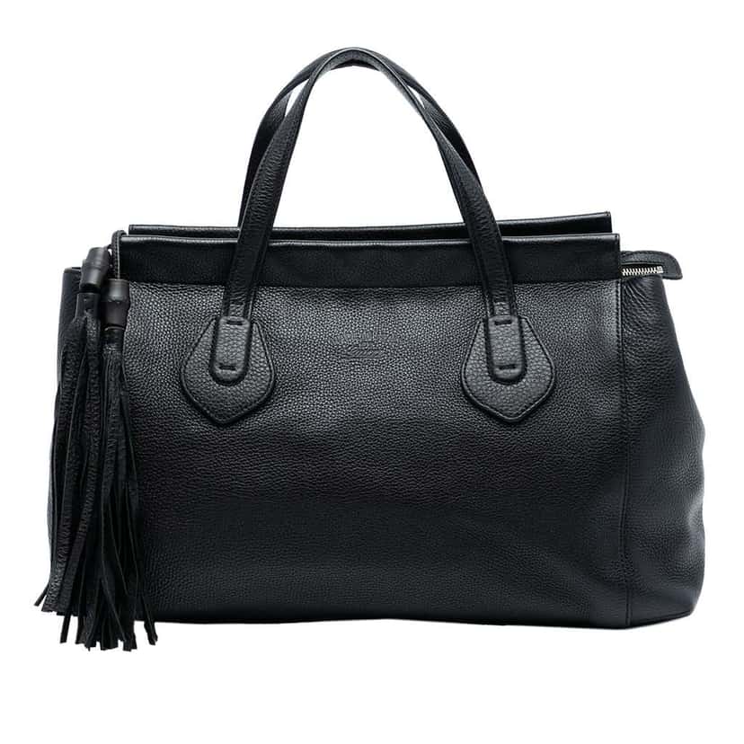 Gucci Leather Lady Tassel Top Handle Bag Black Leather Good condition - Front View