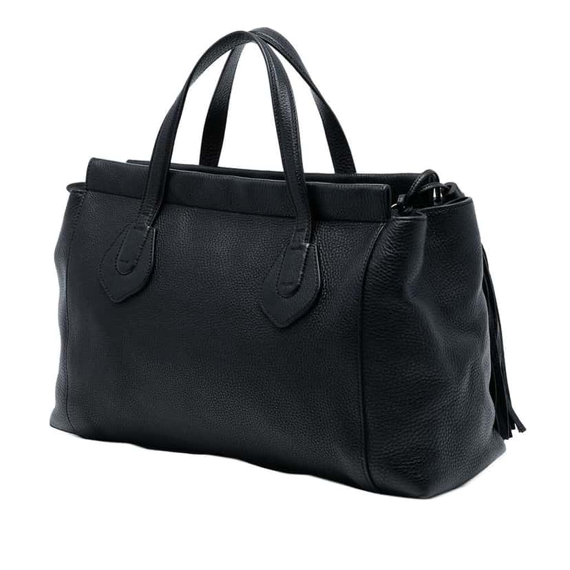 Gucci Leather Lady Tassel Top Handle Bag Black Leather Good condition - Back View