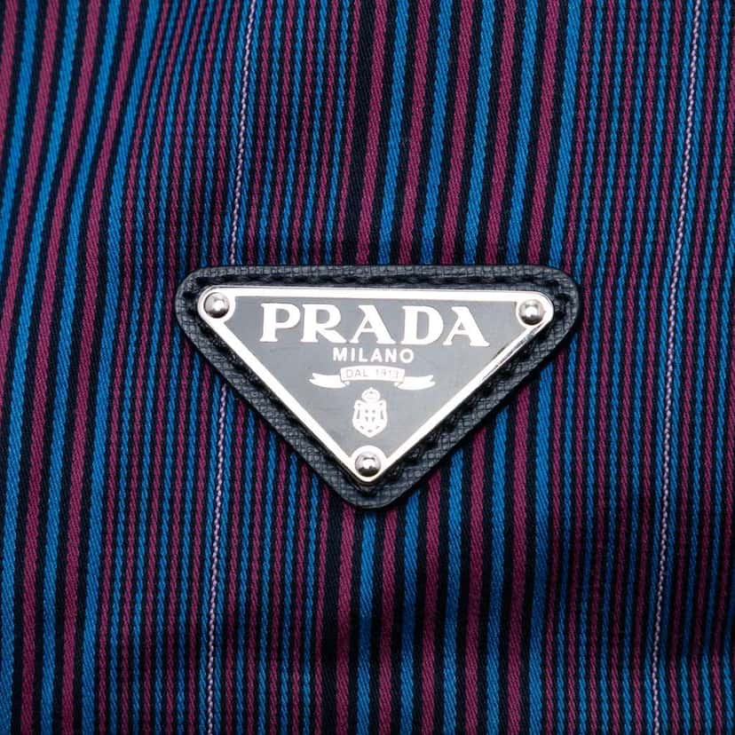 Prada Tessuto Stampato Satchel Blue Good condition - Box View