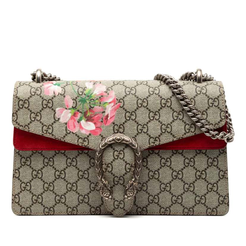 Gucci Small GG Supreme Blooms Dionysus Shoulder Bag Brown Canvas Good condition - Front View