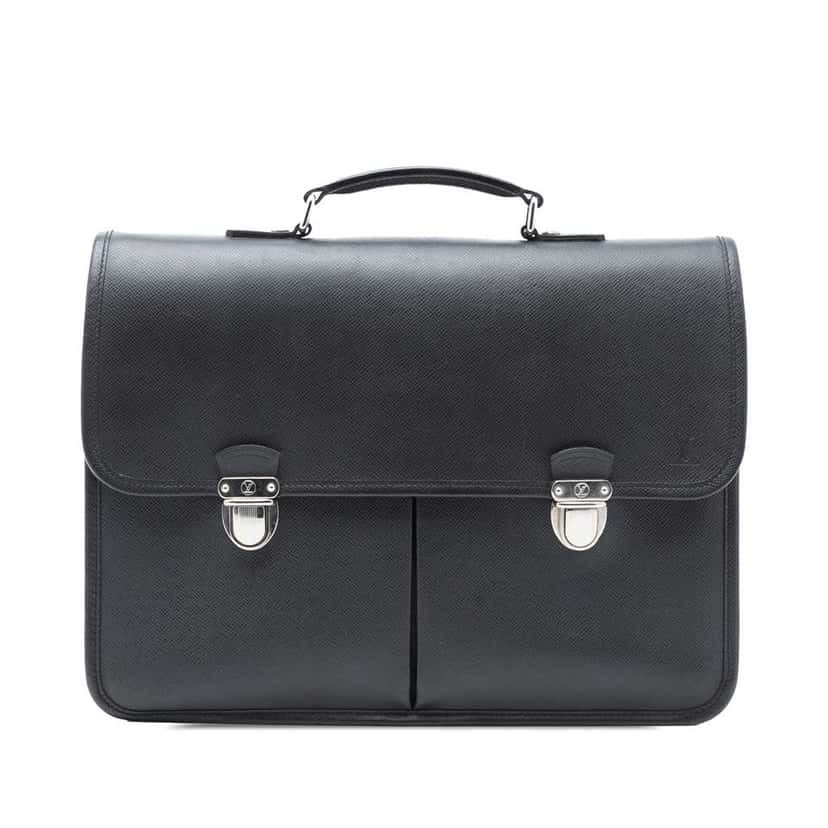 Louis Vuitton Taiga Anton Briefcase Black Leather Good condition - Front View