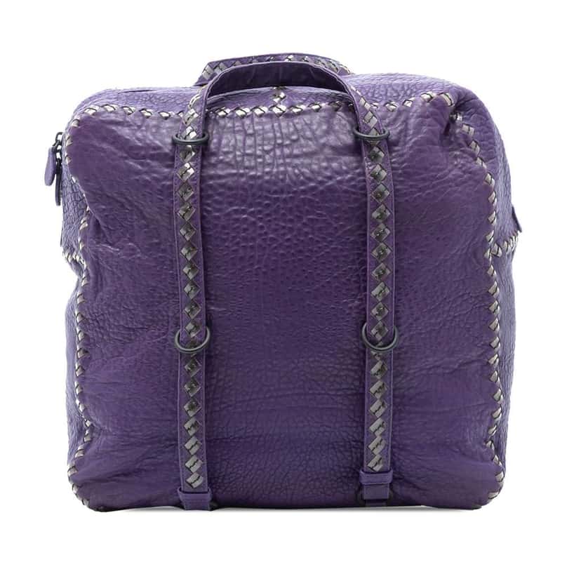 Bottega Veneta Intrecciato Trimmed Leather Handbag Purple Leather Very good condition - Front View